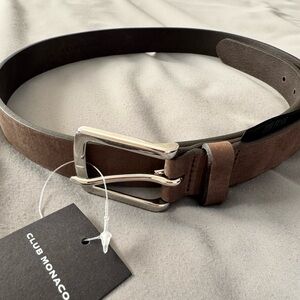 Club Monaco Olive Suede Leather Belt